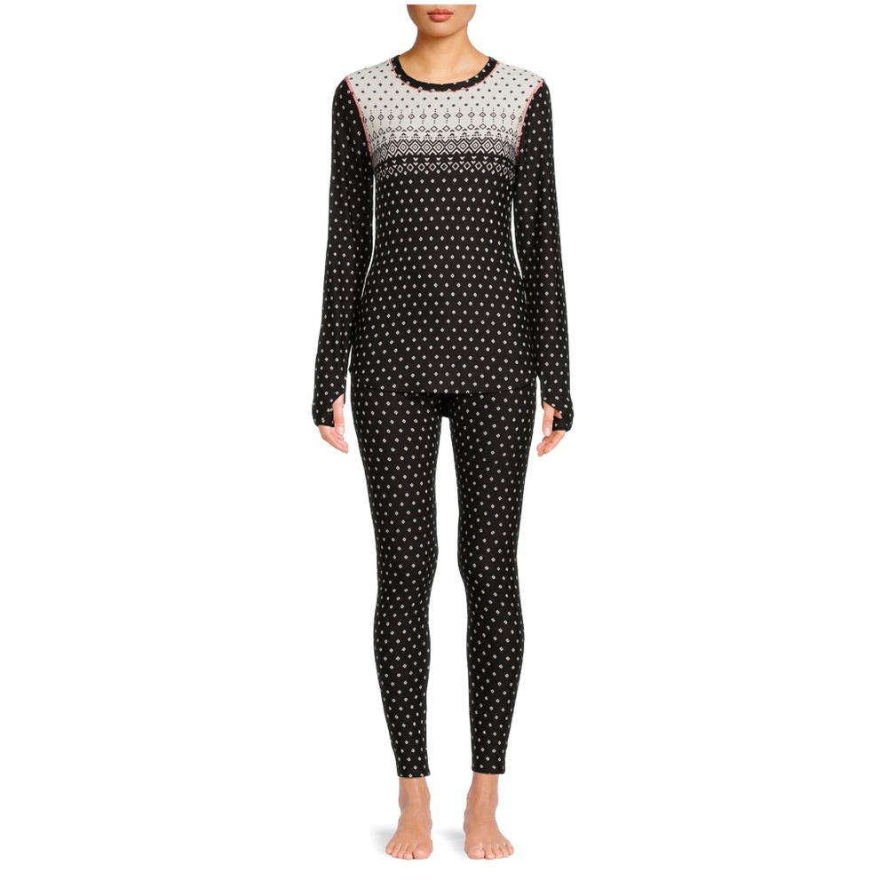 Climate Right Cuddl Duds Thermals Top & Legging Jersey Set - pajamas or layering